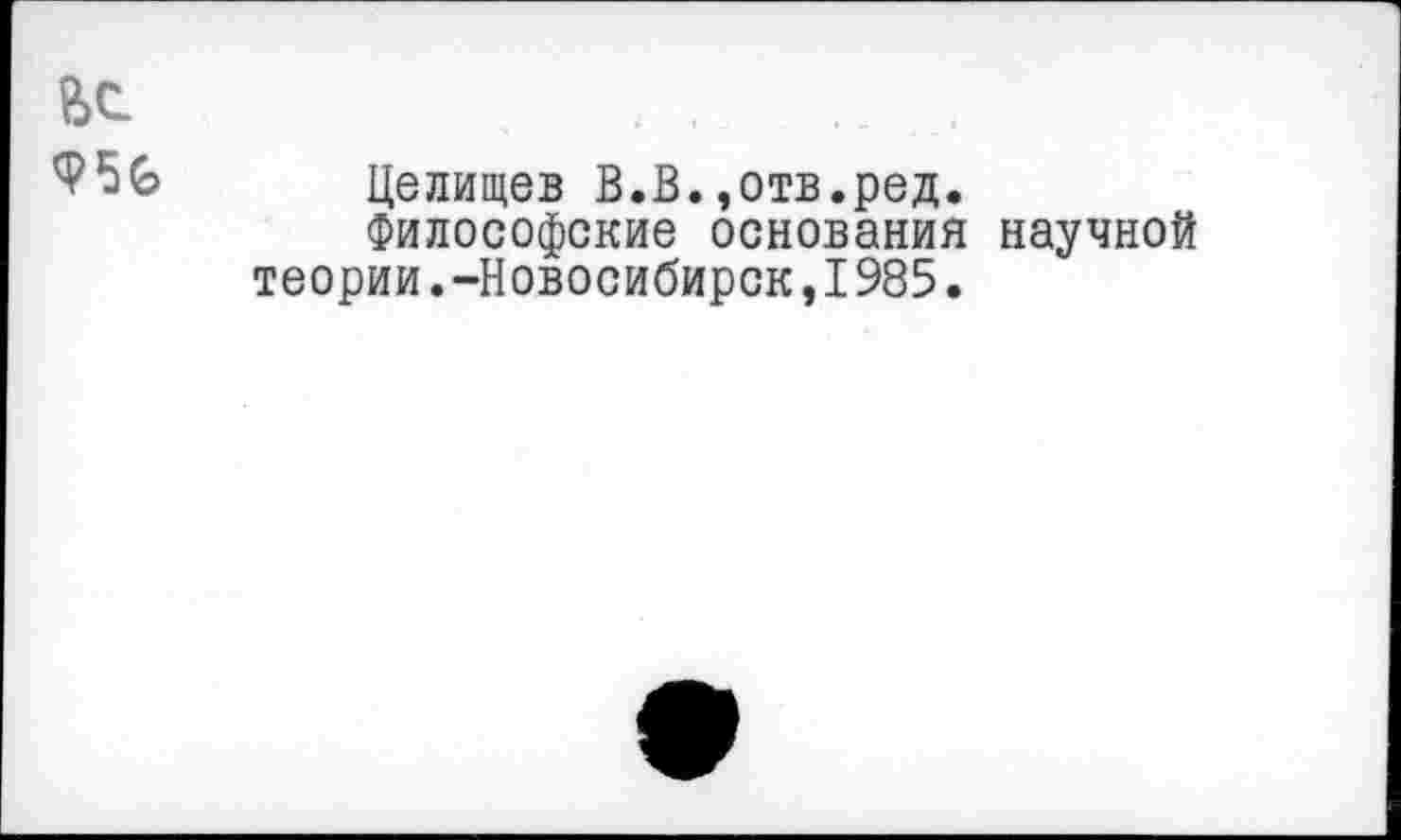 ﻿Целищев В.В.,отв.ред.
Философские основания научной теории.-Новосибирск,1985.